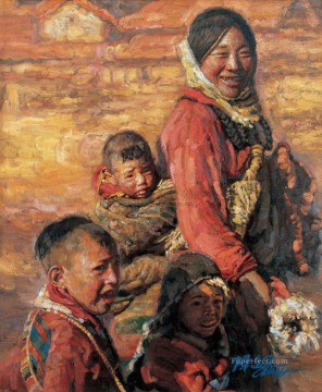 150の主題の芸術作品 Painting - 母と子 2 中国のチェン・イーフェイ